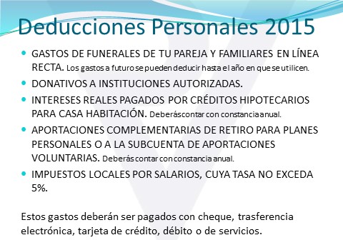 Deducciones Personales 2015